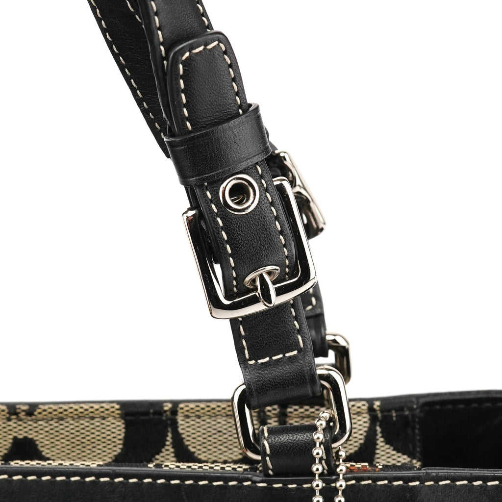 6830 Grey Black Signature Canvas Tote Bag