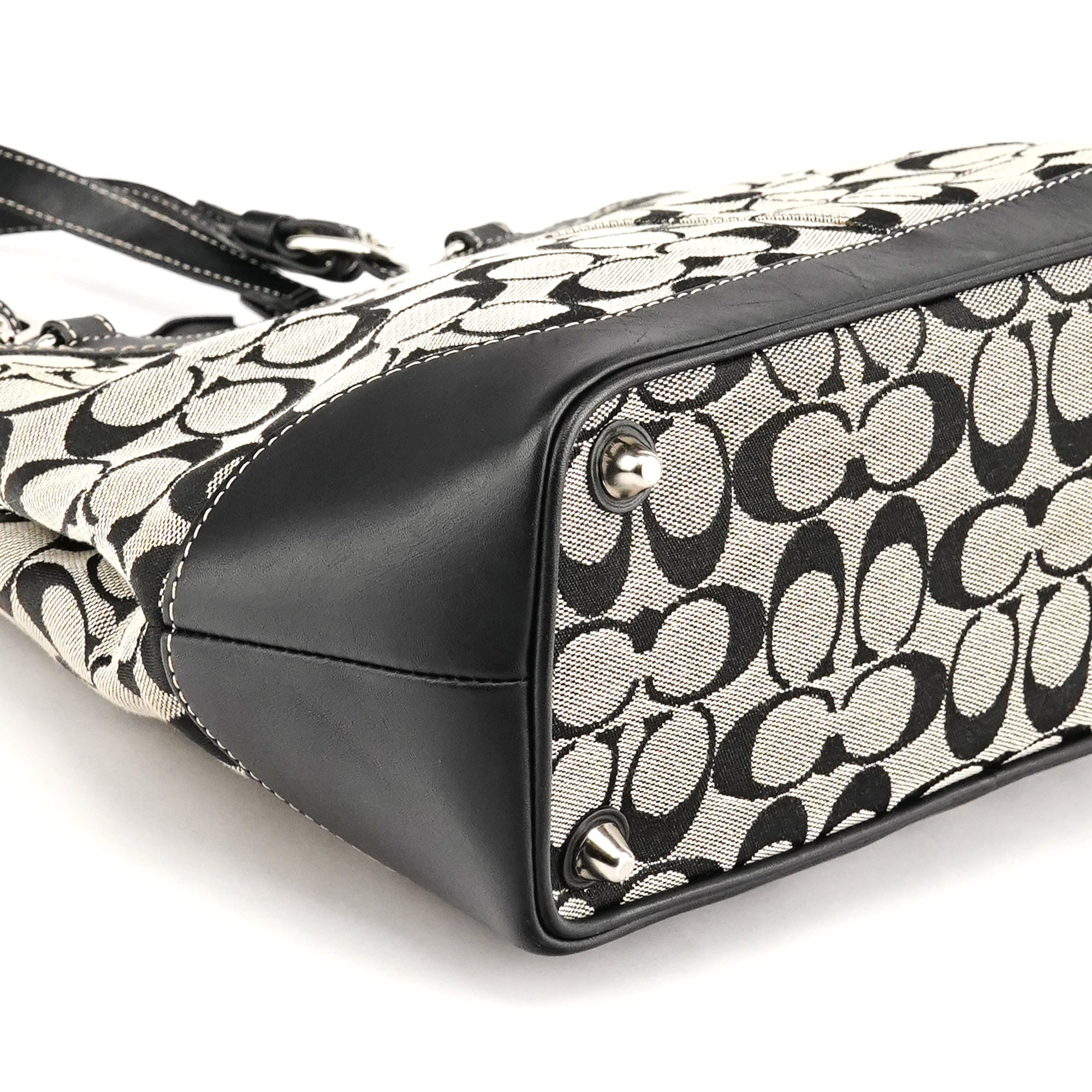 6830 Grey Black Signature Canvas Tote Bag