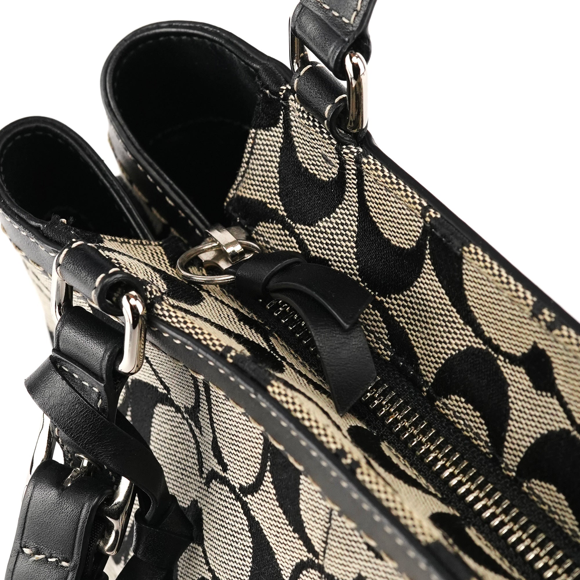 6830 Grey Black Signature Canvas Tote Bag