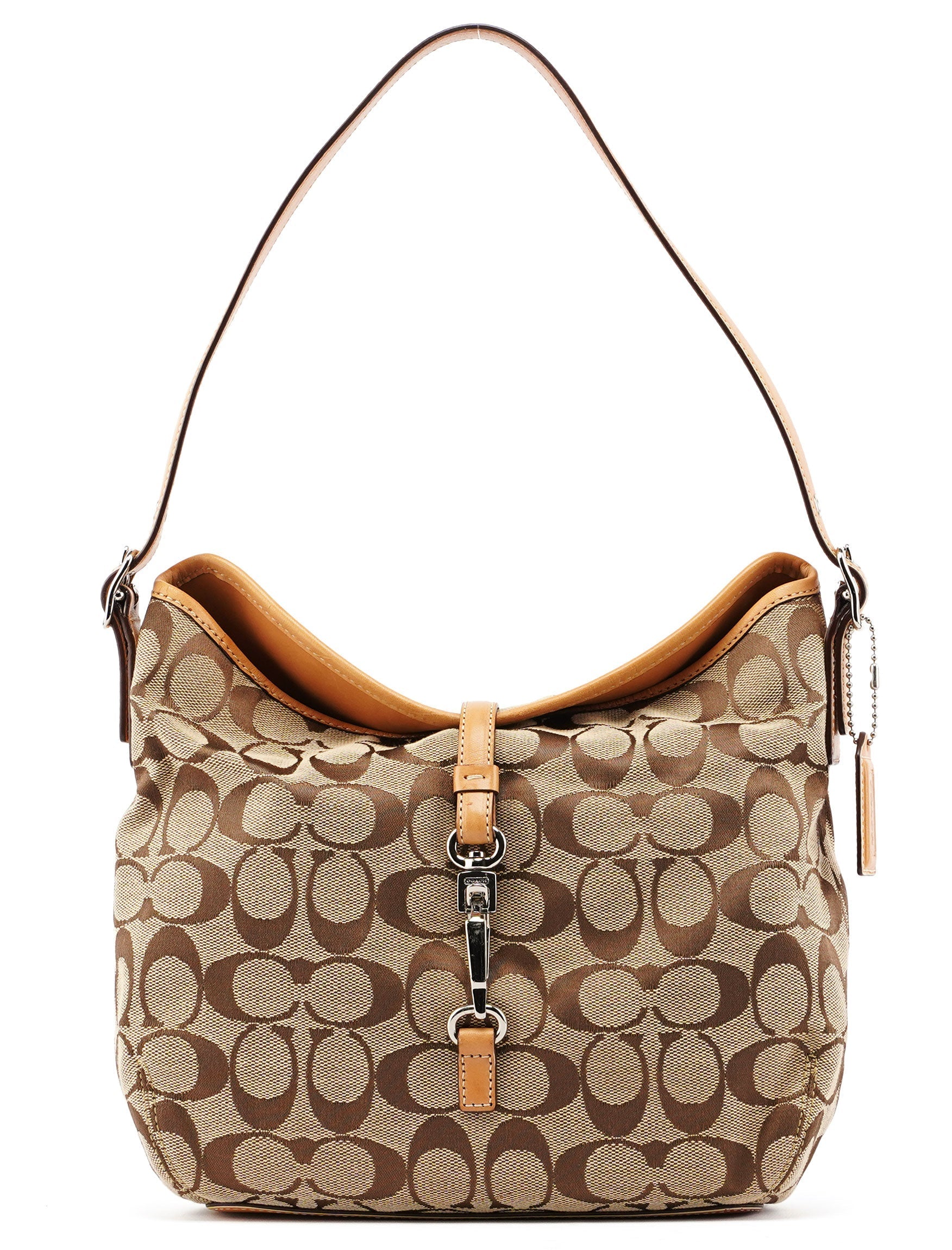 6845 Beige Signature C Hobo Shoulder Bag