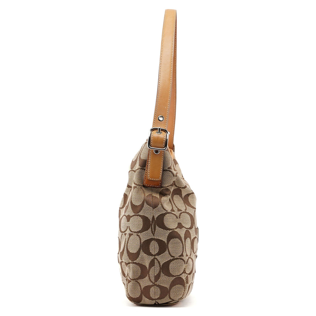 6845 Beige Signature C Hobo Shoulder Bag