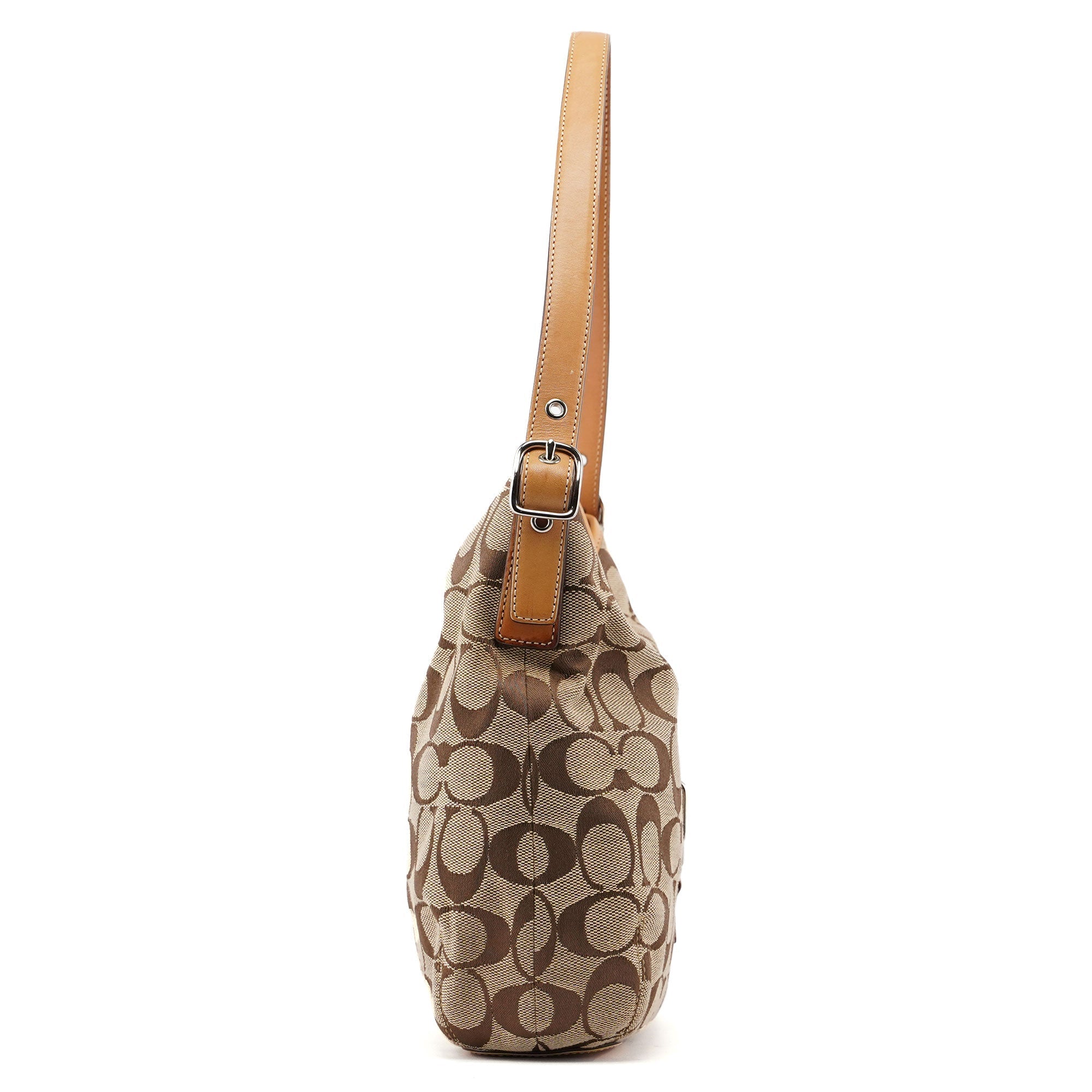 6845 Beige Signature C Hobo Shoulder Bag