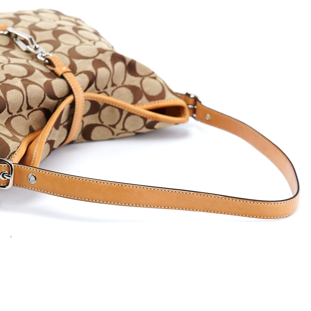 6845 Beige Signature C Hobo Shoulder Bag
