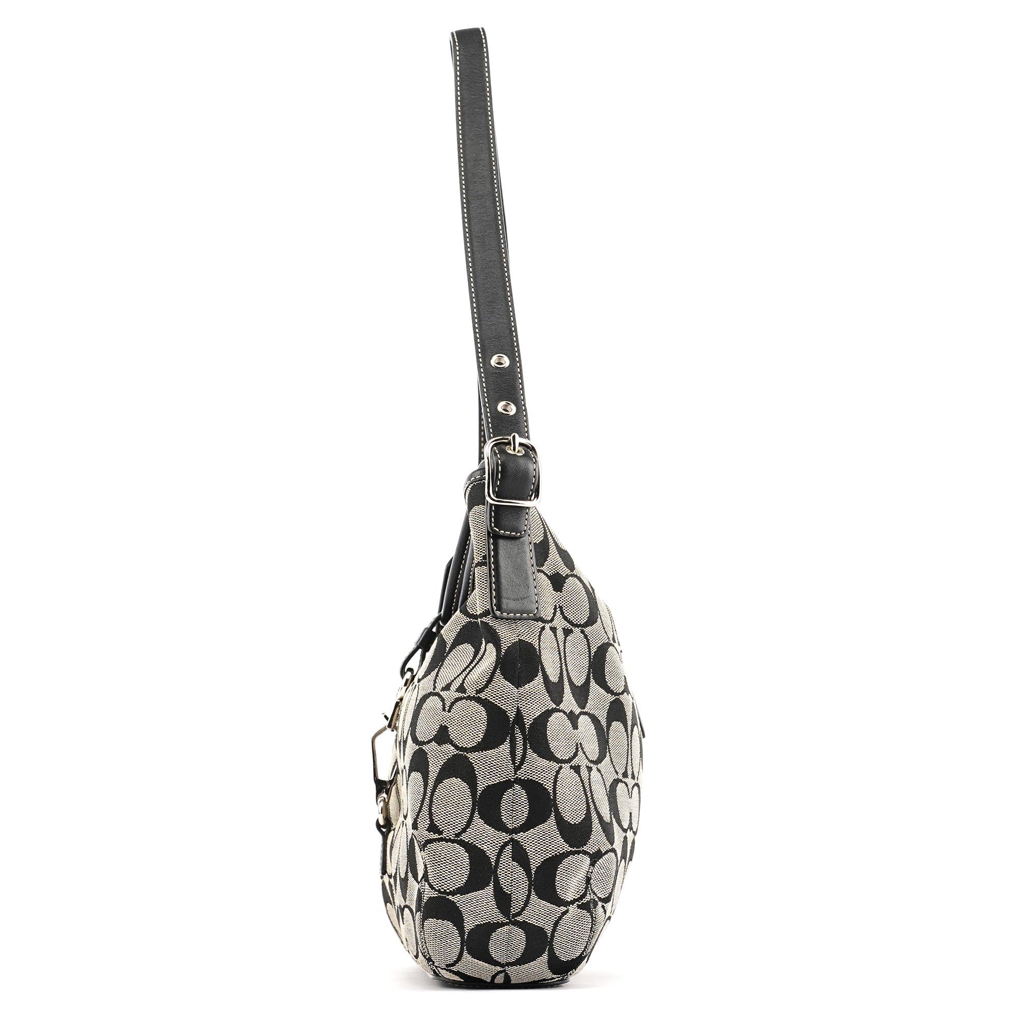 6845 Grey Black Signature Soft Clip Shoulder Bag