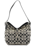 6845 Grey Black Signature Soft Clip Shoulder Bag