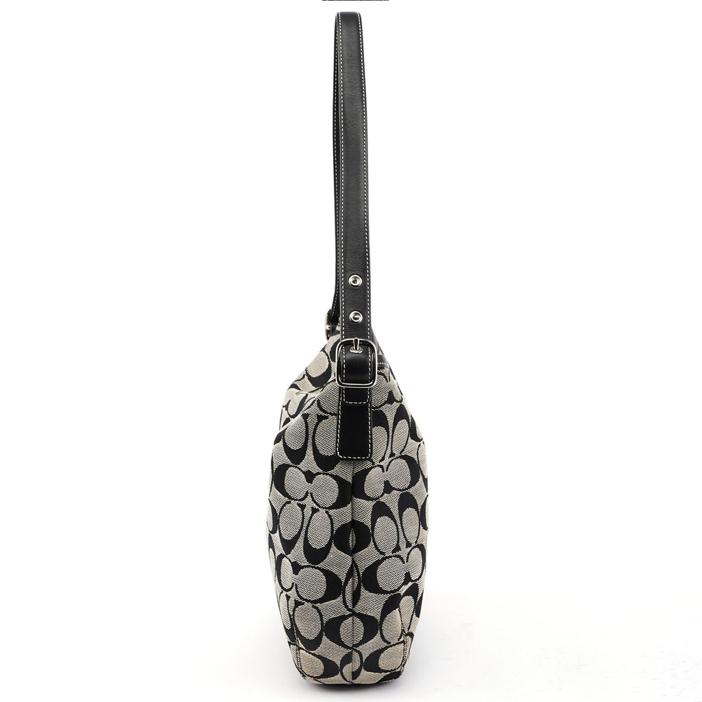 6845 Grey Signature C Clasp Hobo Shoulder Bag