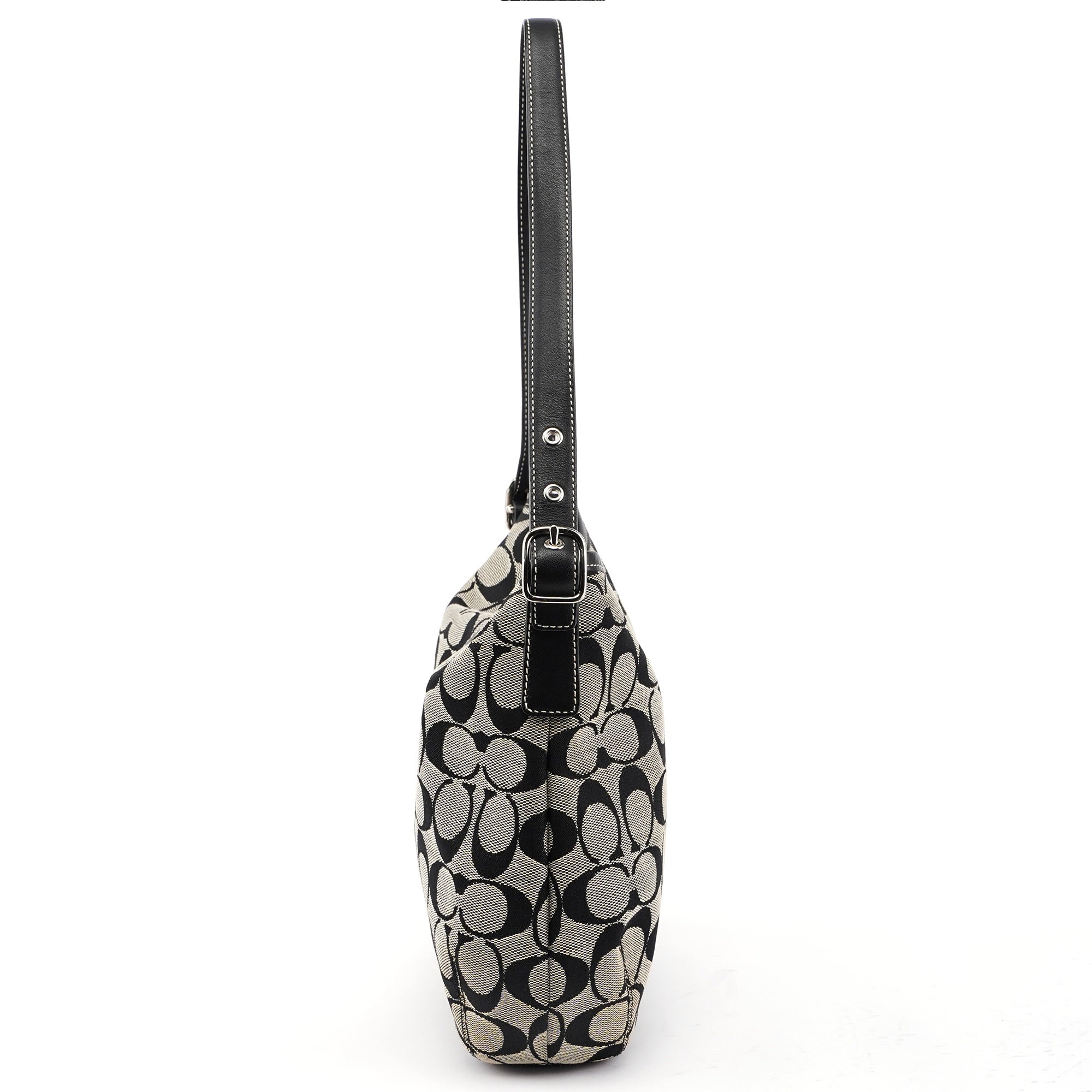 6845 Grey Signature C Clasp Hobo Shoulder Bag