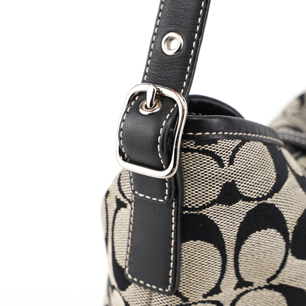 6845 Grey Signature C Clasp Hobo Shoulder Bag