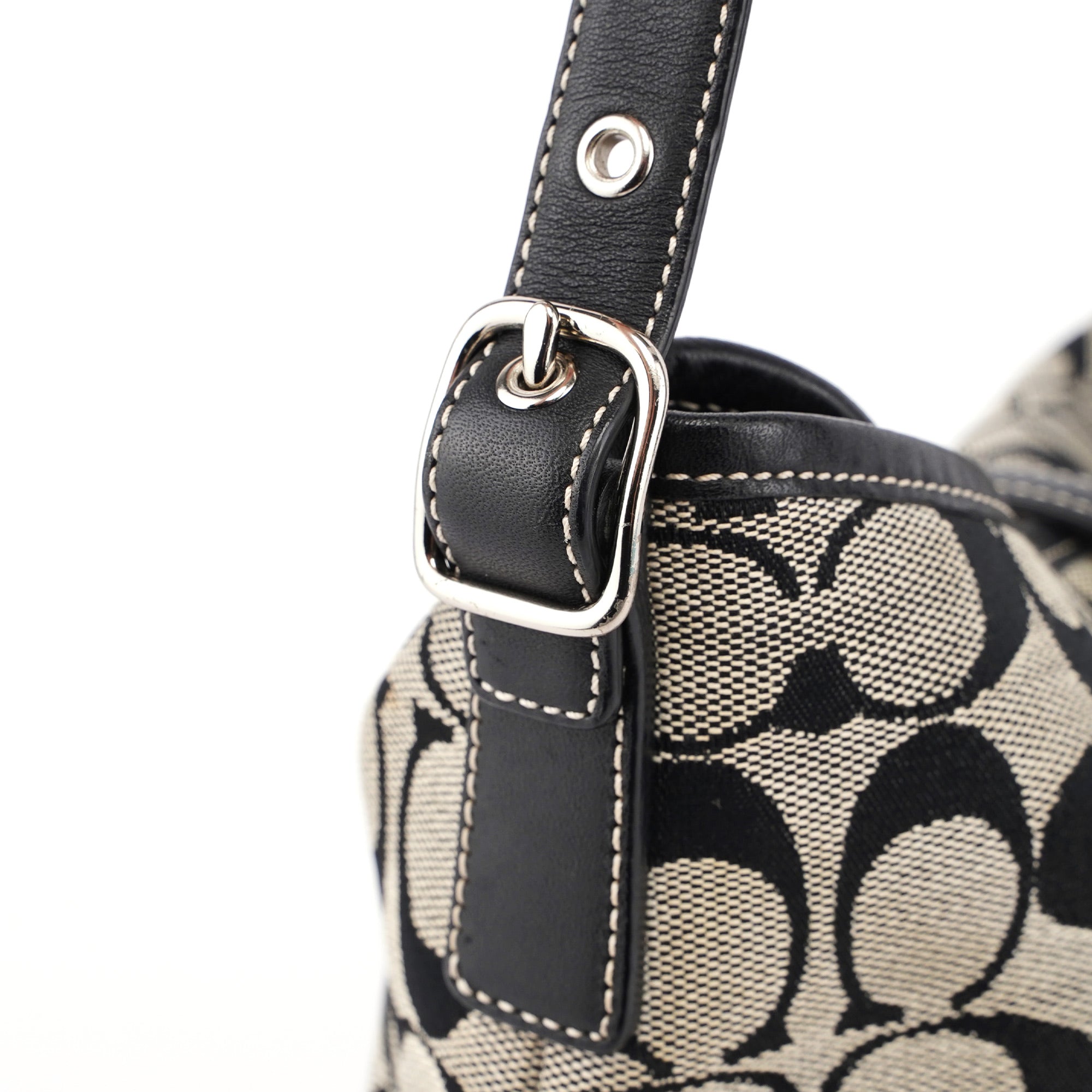 6845 Grey Signature C Clasp Hobo Shoulder Bag
