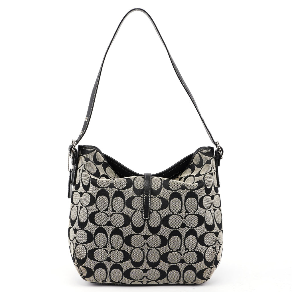 6845 Grey Signature C Clasp Hobo Shoulder Bag