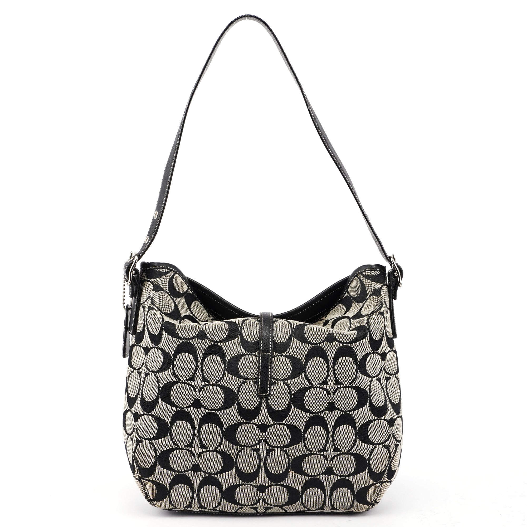 6845 Grey Signature C Clasp Hobo Shoulder Bag