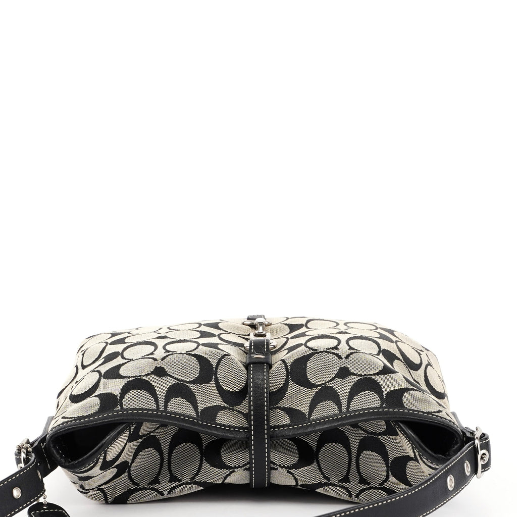 6845 Grey Signature C Clasp Hobo Shoulder Bag