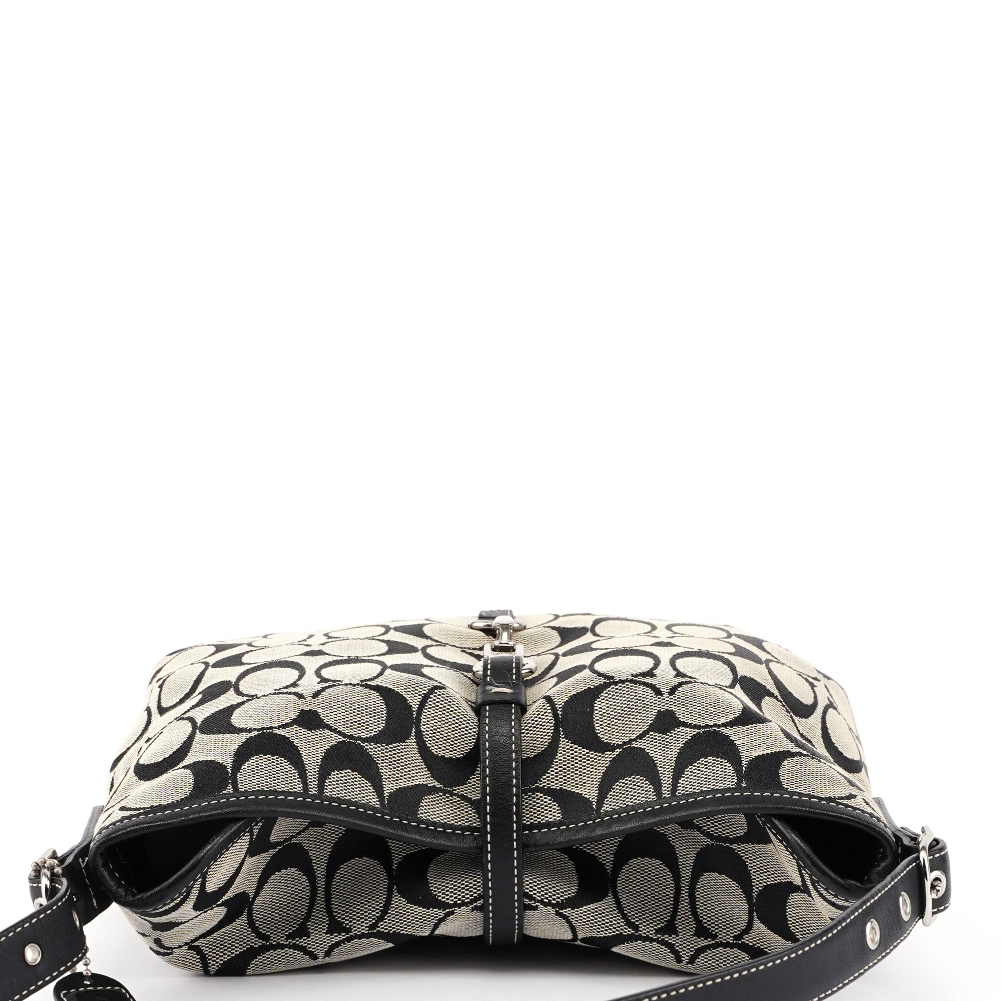 6845 Grey Signature C Clasp Hobo Shoulder Bag