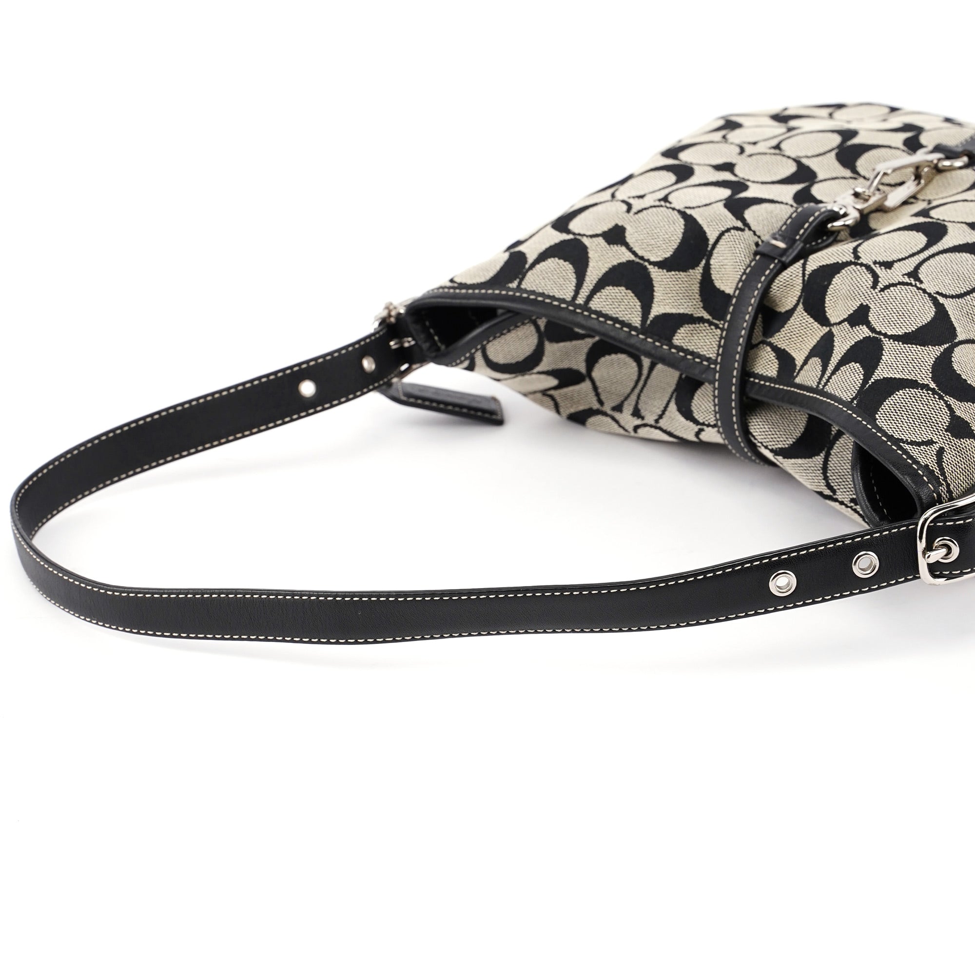 6845 Grey Signature C Clasp Hobo Shoulder Bag