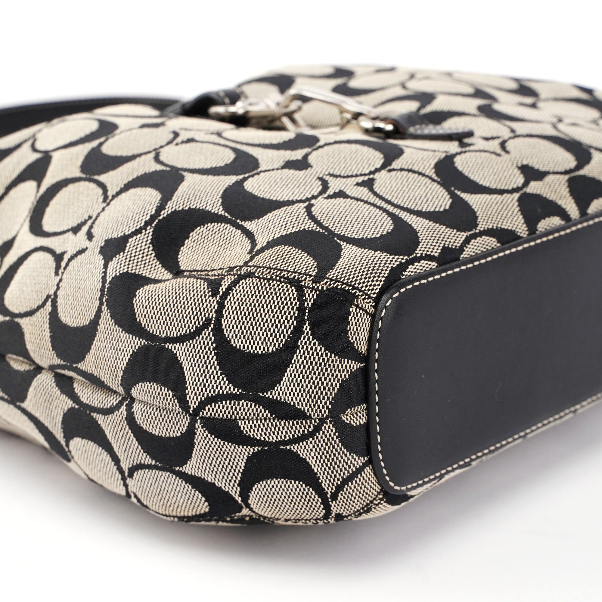6845 Grey Signature C Clasp Hobo Shoulder Bag