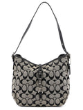 6845 Grey Signature C Clasp Hobo Shoulder Bag