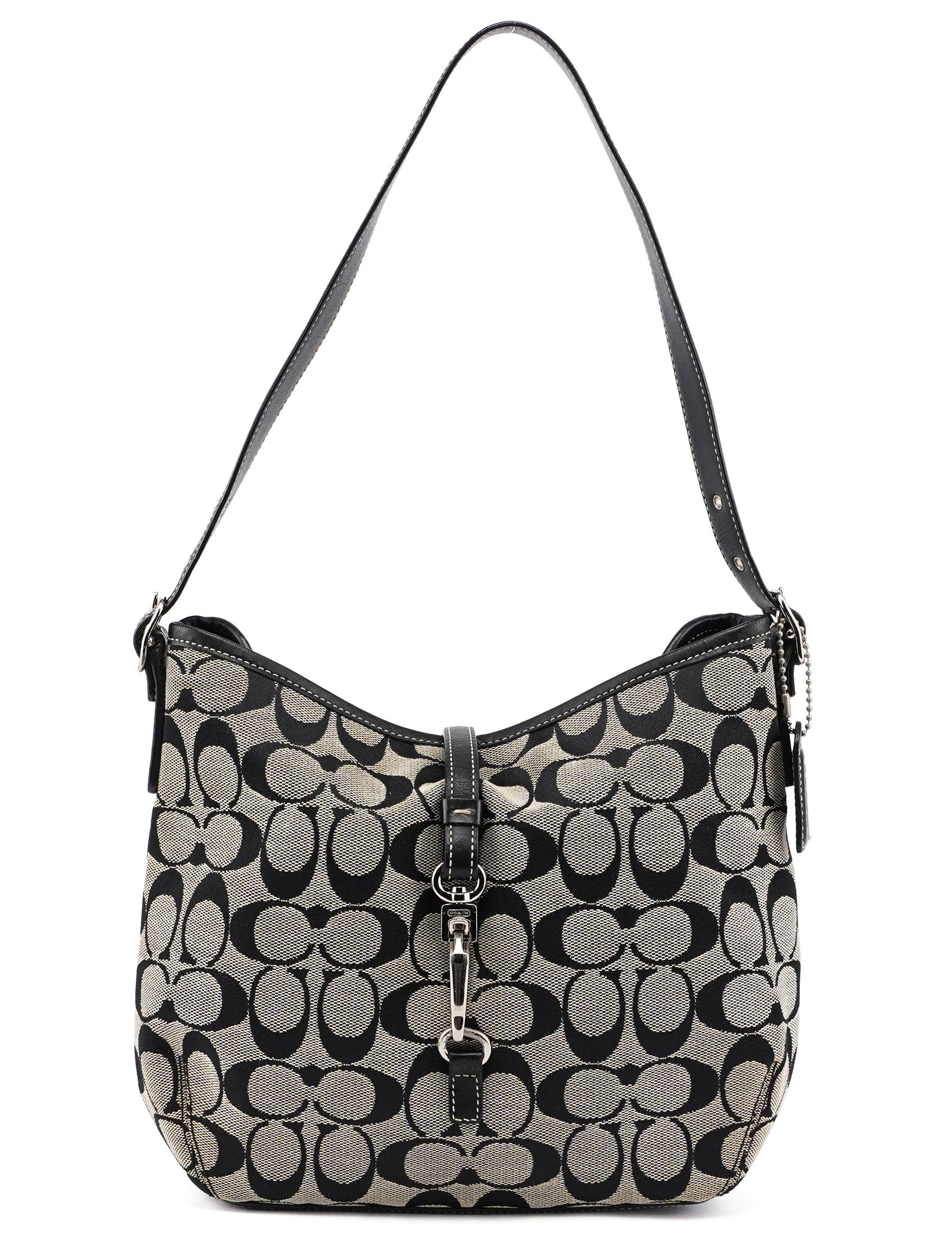 6845 Grey Signature C Clasp Hobo Shoulder Bag