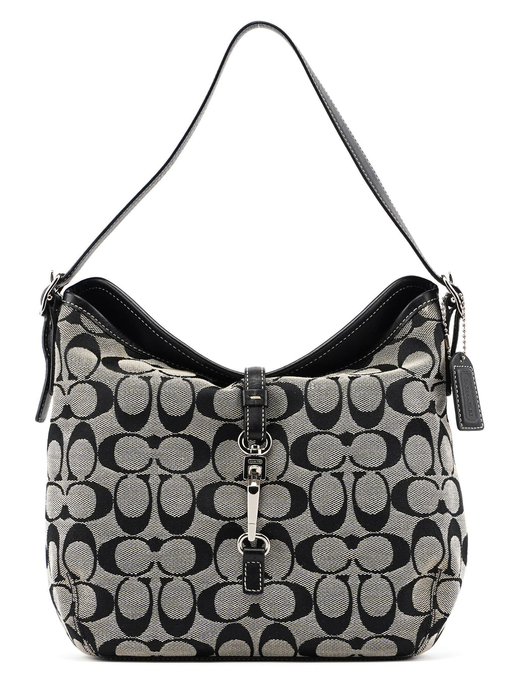 6845 Grey Signature C Clasp Hobo Shoulder Bag