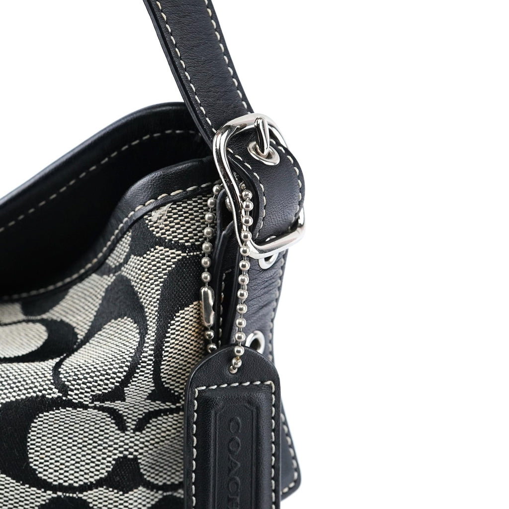 6845 Grey Signature C Clasp Hobo Shoulder Bag