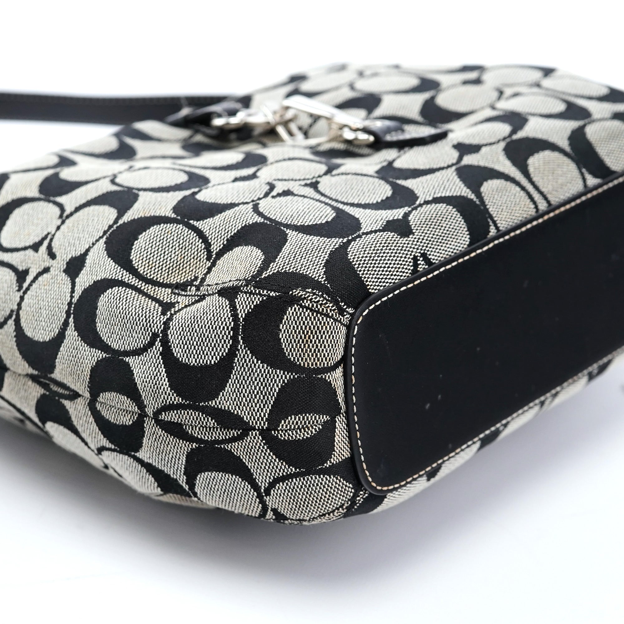 6845 Grey Signature C Clasp Hobo Shoulder Bag