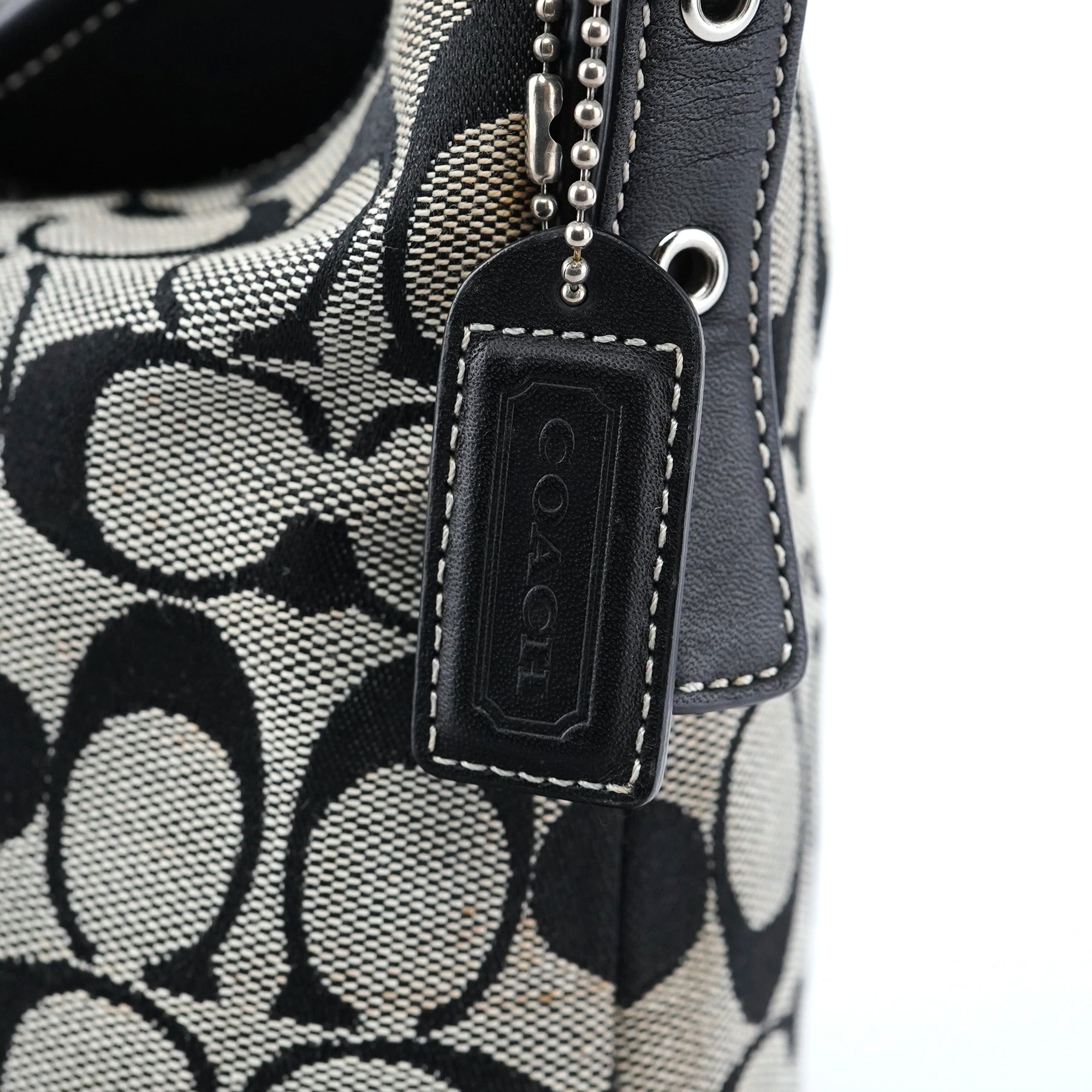 6845 Grey Signature C Clasp Hobo Shoulder Bag