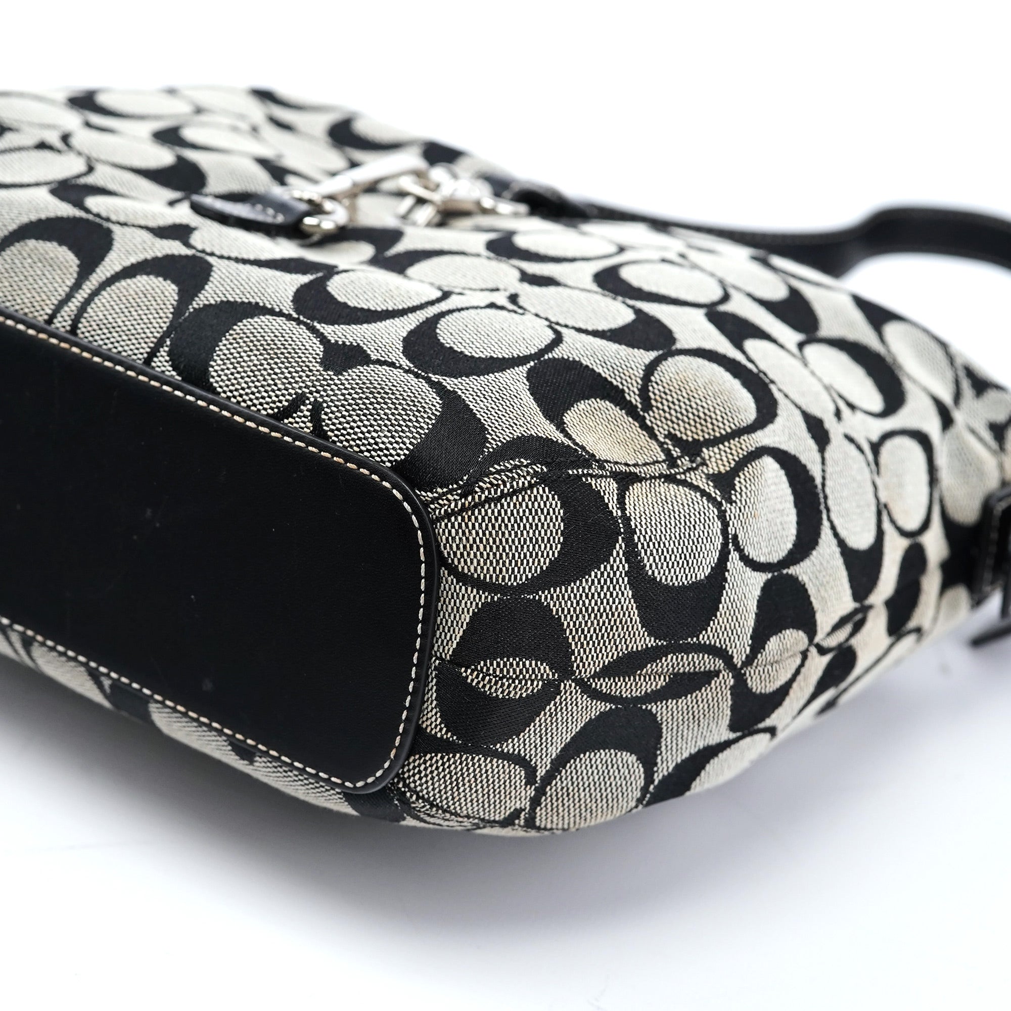 6845 Grey Signature C Clasp Hobo Shoulder Bag