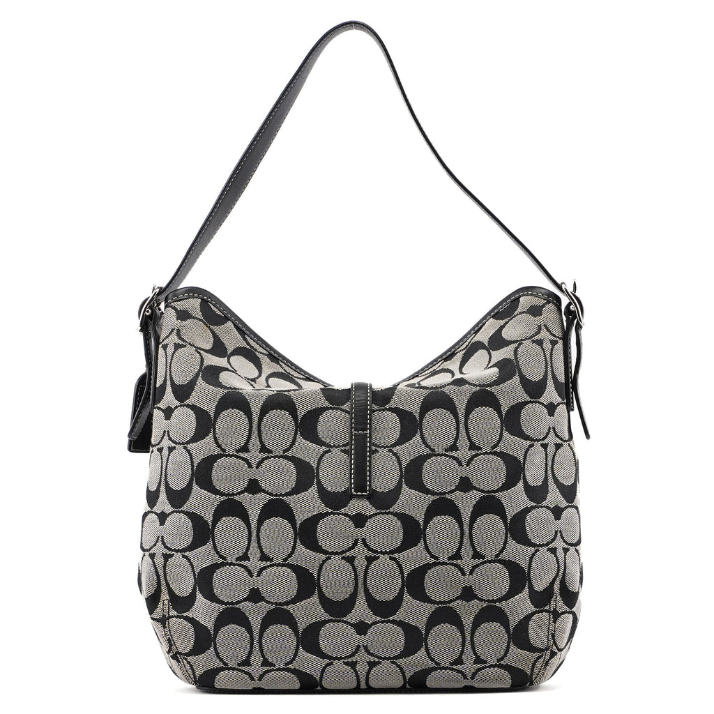 6845 Grey Signature C Clasp Hobo Shoulder Bag