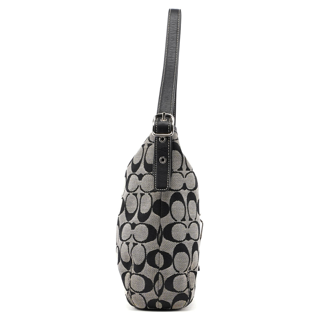 6845 Grey Signature C Clasp Hobo Shoulder Bag