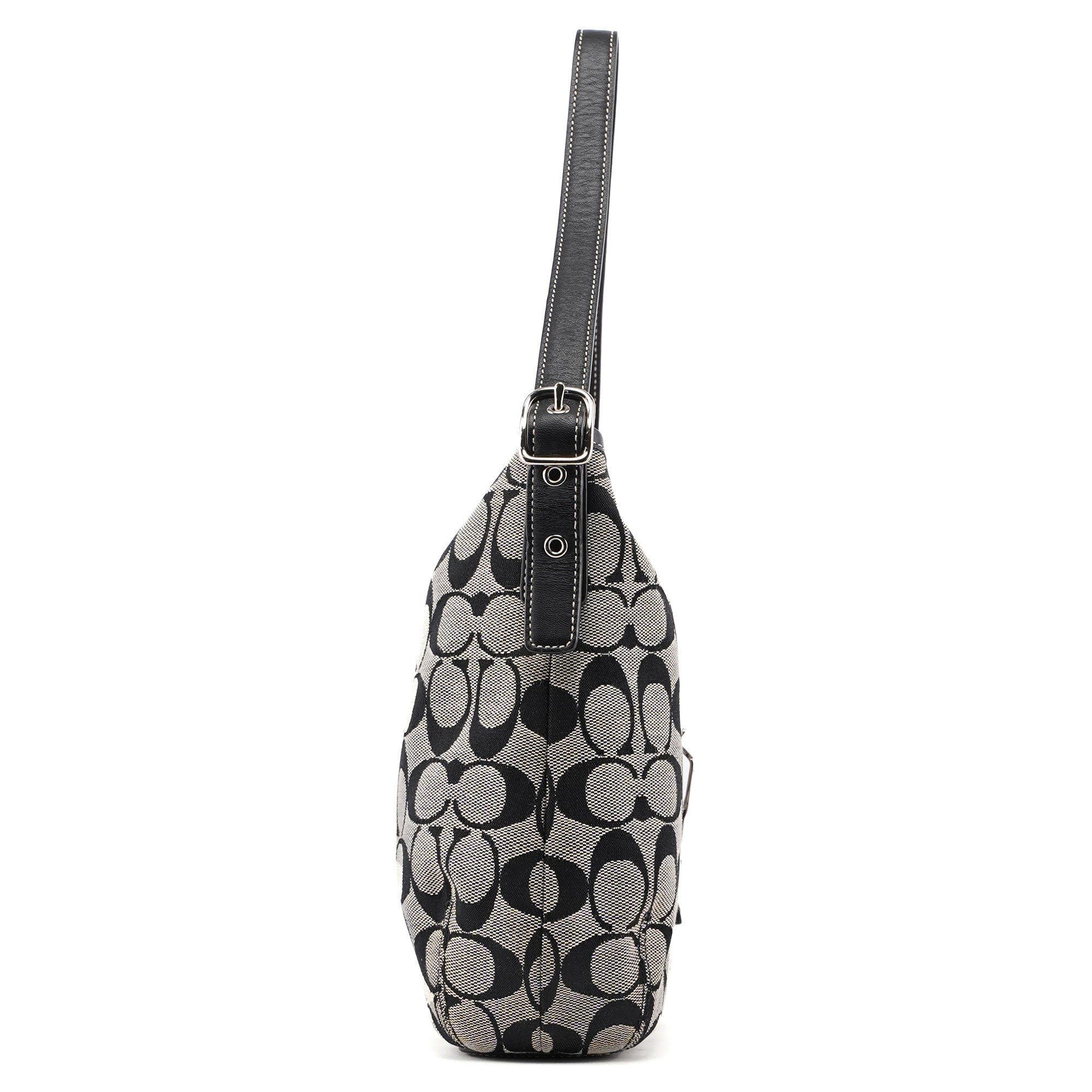 6845 Grey Signature C Clasp Hobo Shoulder Bag