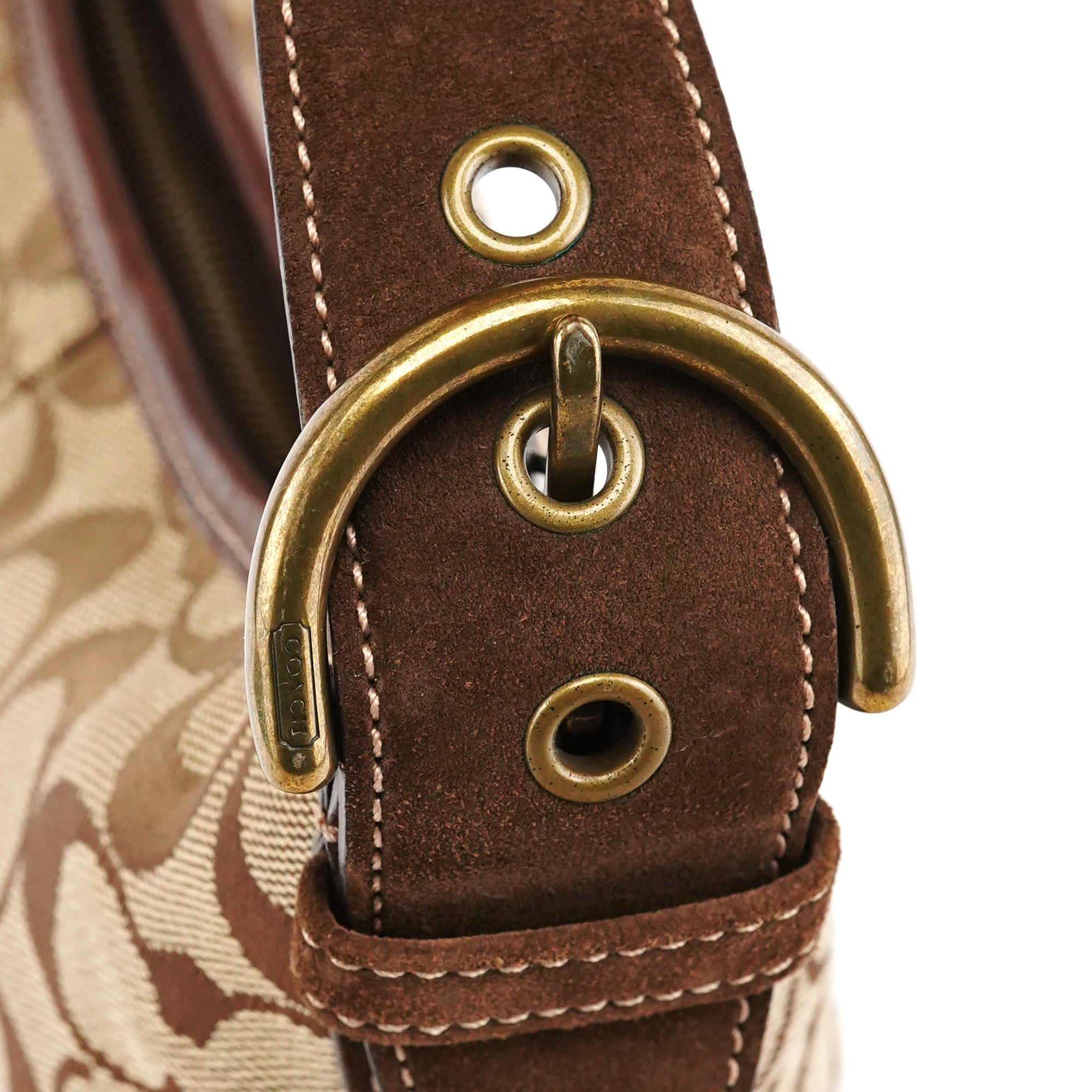 7057 Beige Brown Signature Soho Shoulder Bag