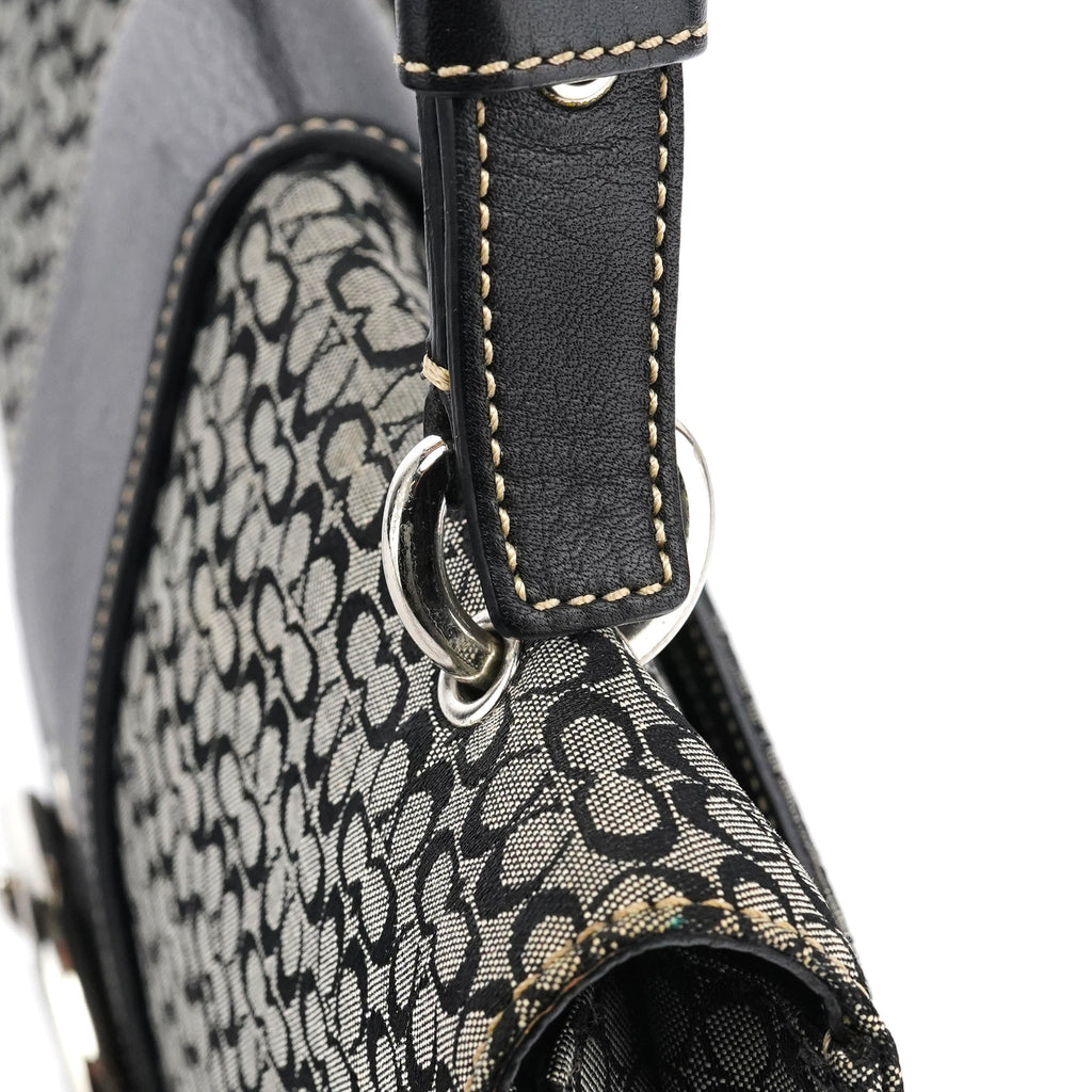 7076 Grey Black Signature Soho Top Handle Bag