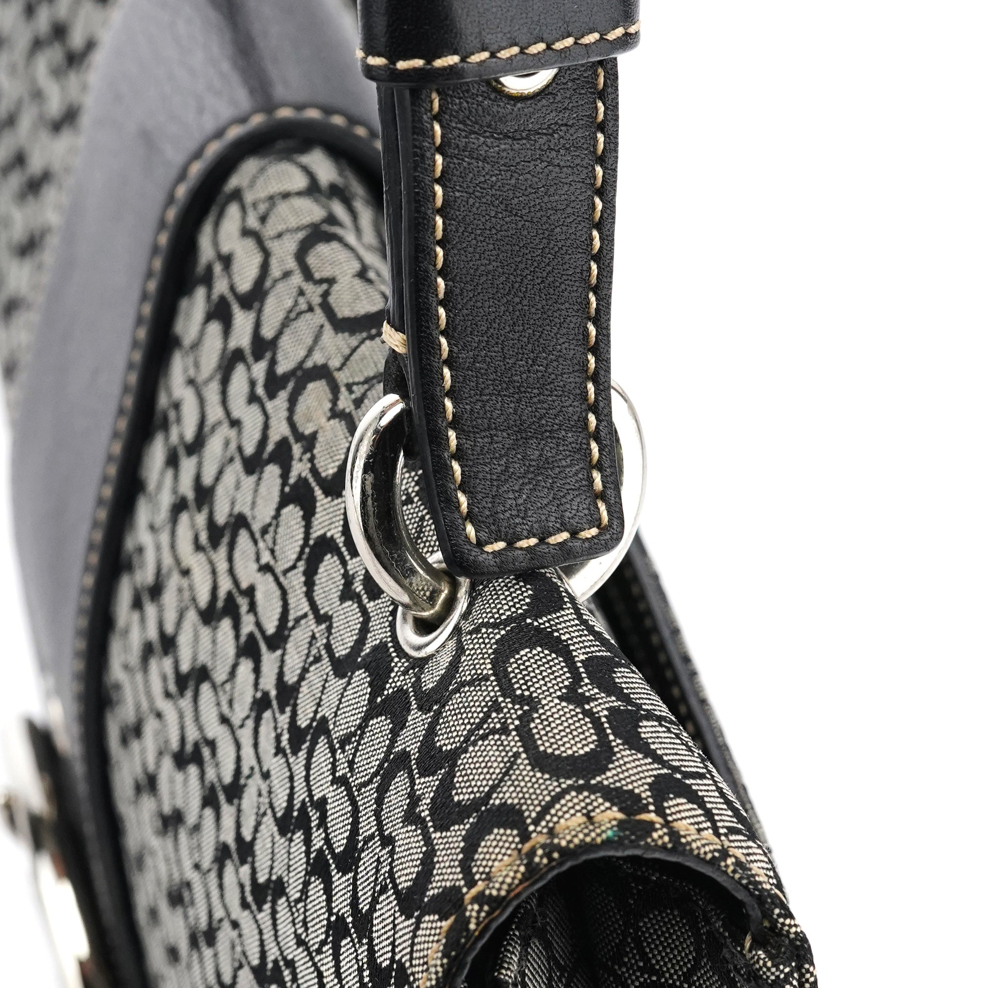 7076 Grey Black Signature Soho Top Handle Bag
