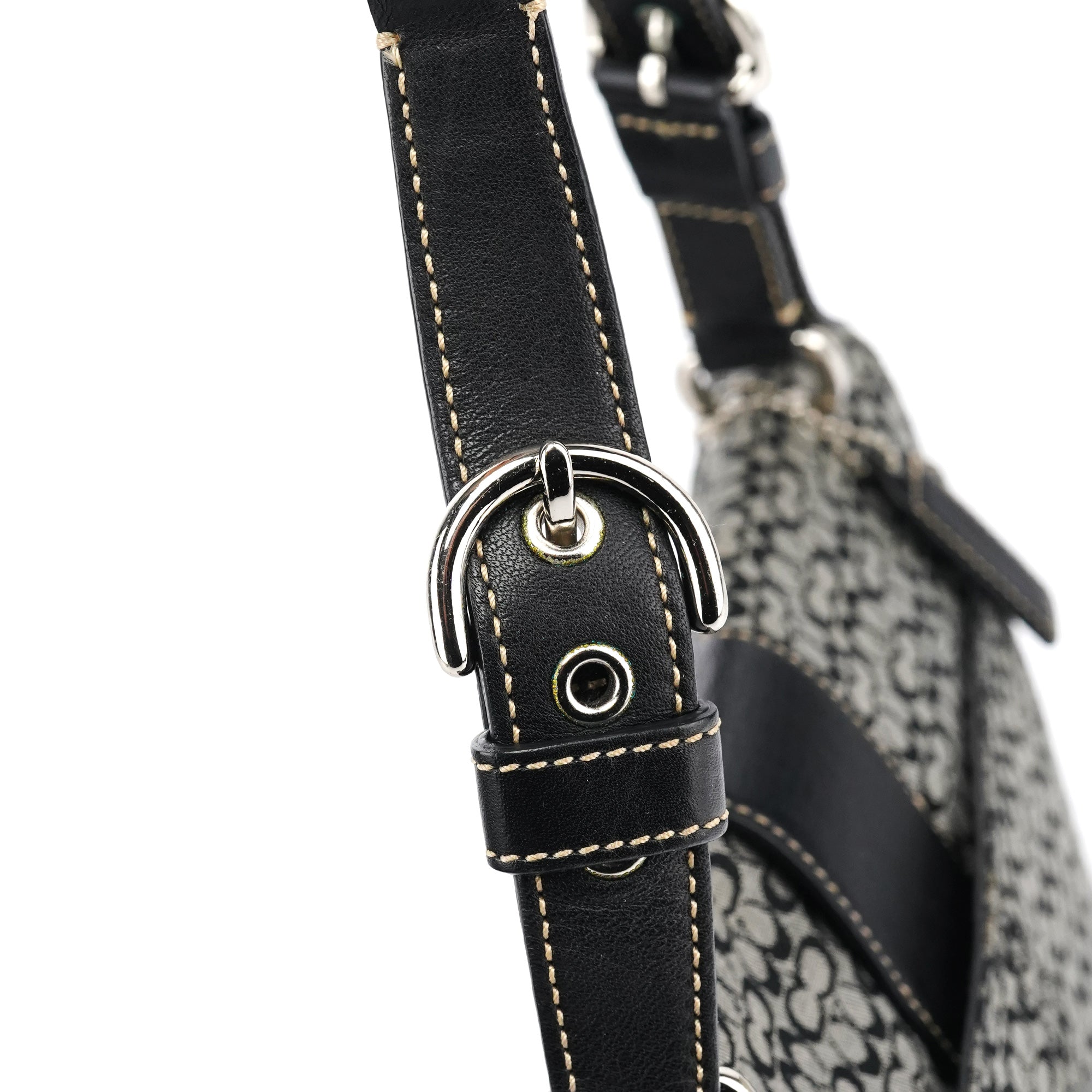 7076 Grey Black Signature Soho Top Handle Bag