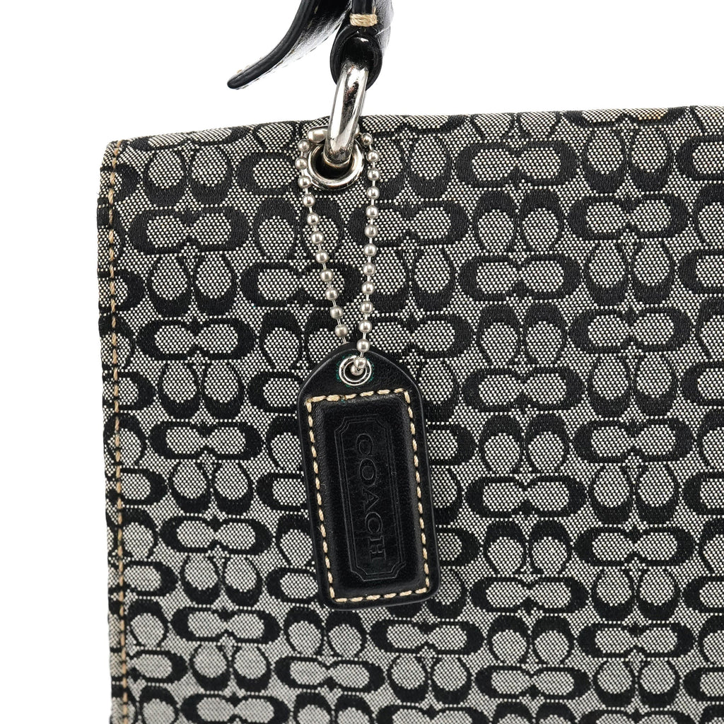 7076 Grey Black Signature Soho Top Handle Bag