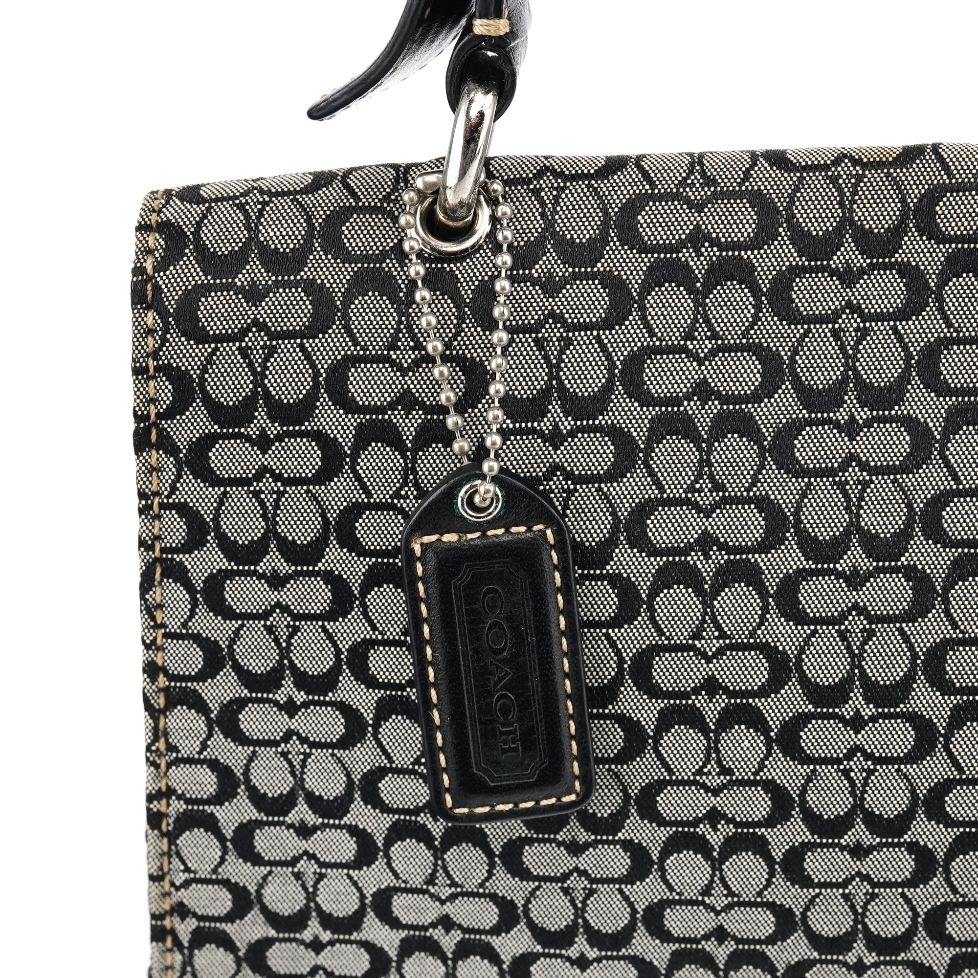7076 Grey Black Signature Soho Top Handle Bag