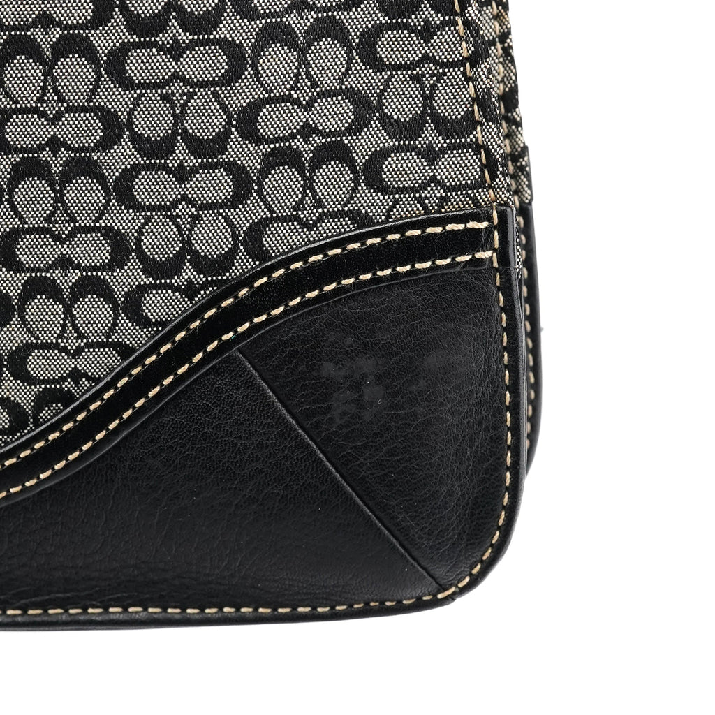 7076 Grey Black Signature Soho Top Handle Bag