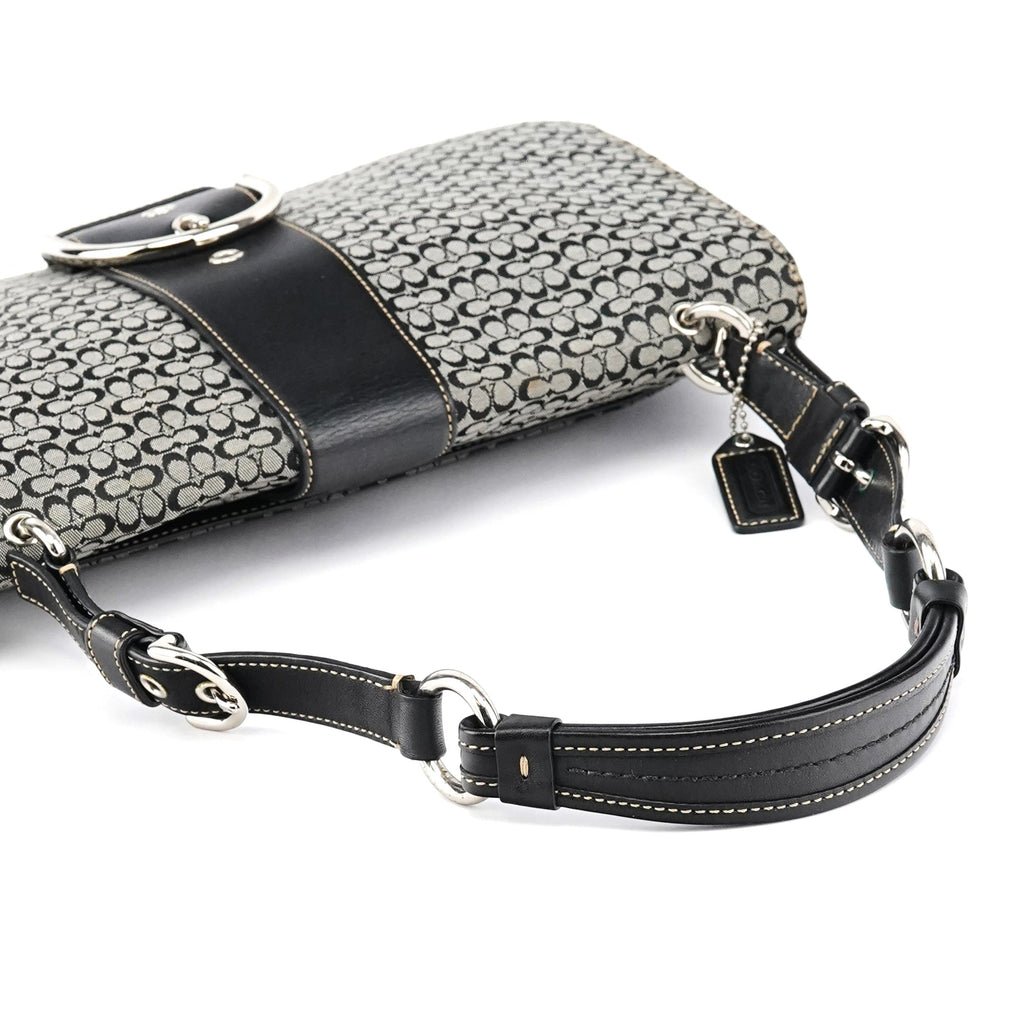 7076 Grey Black Signature Soho Top Handle Bag
