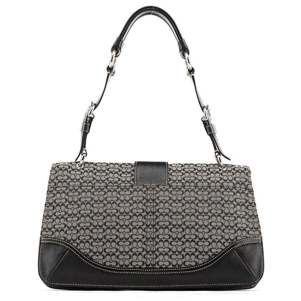 7076 Grey Black Signature Soho Top Handle Bag
