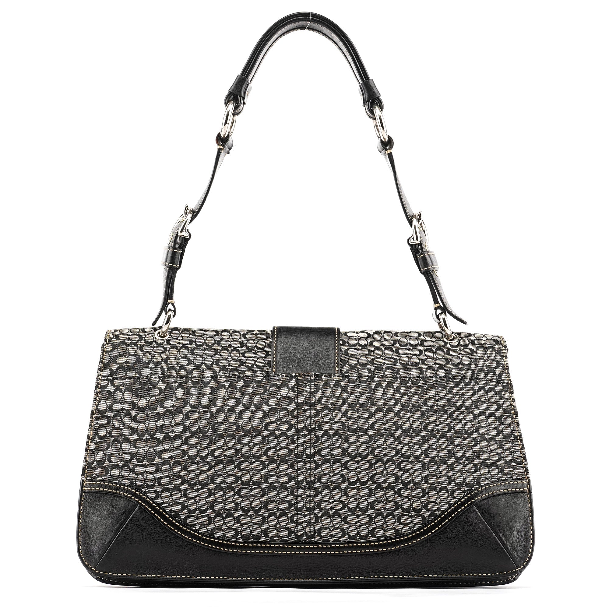 7076 Grey Black Signature Soho Top Handle Bag