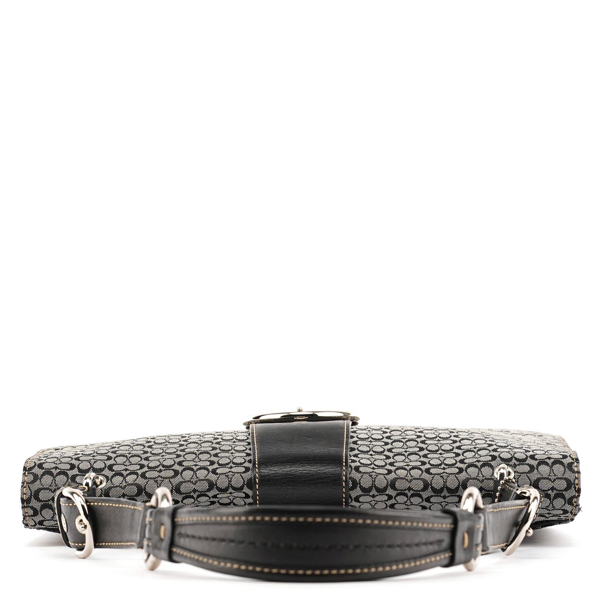 7076 Grey Black Signature Soho Top Handle Bag