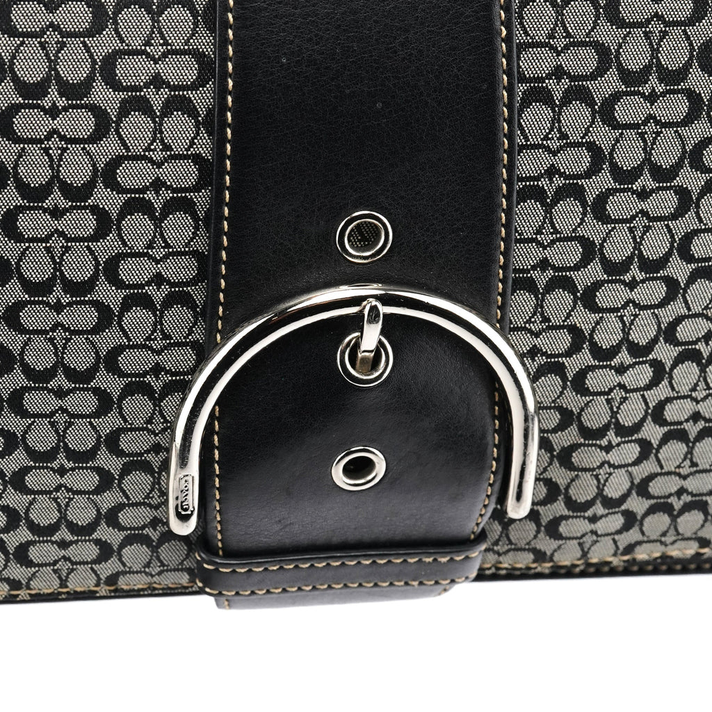 7076 Grey Black Signature Soho Top Handle Bag