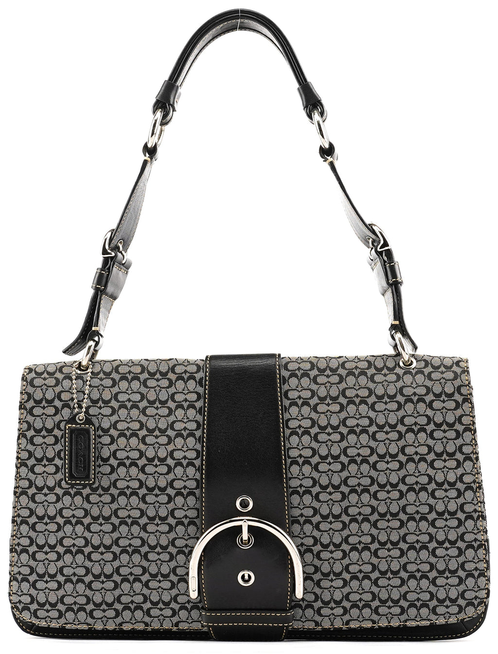 7076 Grey Black Signature Soho Top Handle Bag
