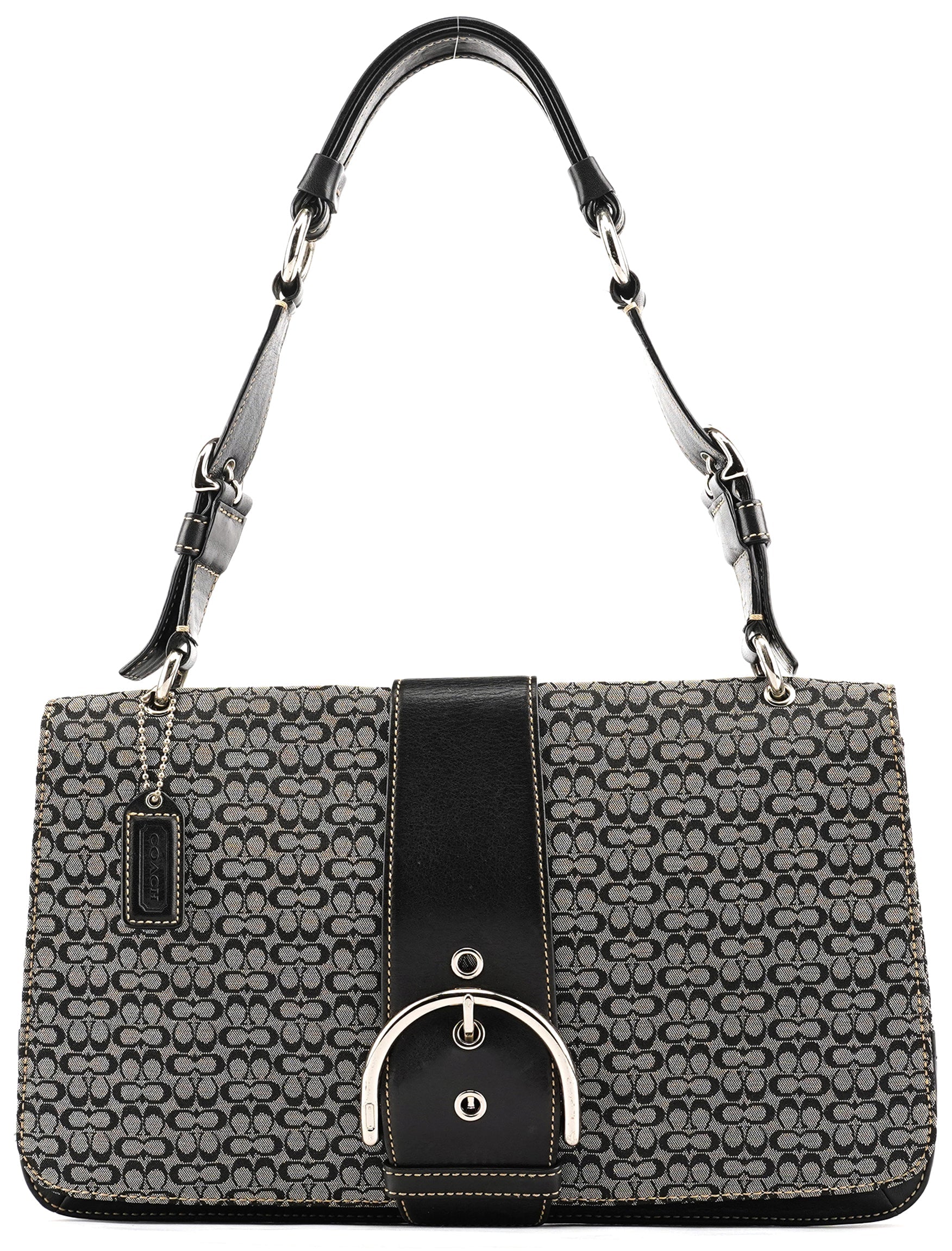 7076 Grey Black Signature Soho Top Handle Bag