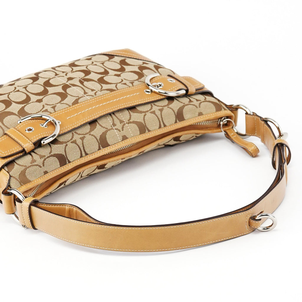 7077 Beige Signature Soho Shoulder Bag