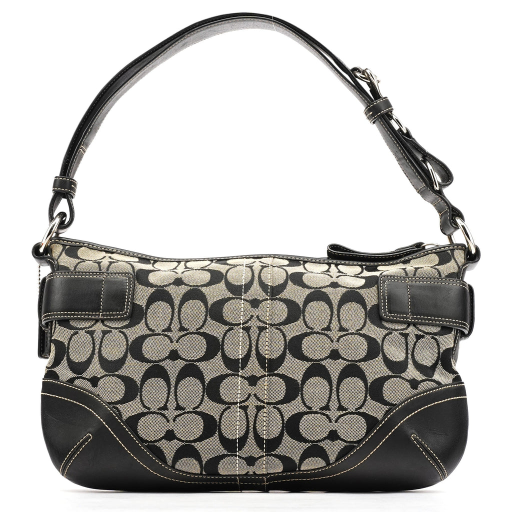 7077 Grey Black Signature 2-Way Shoulder Bag