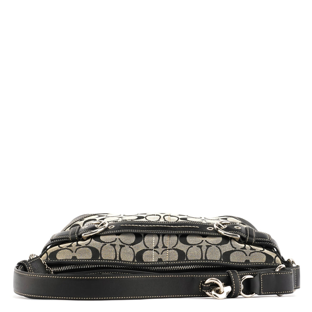 7077 Grey Black Signature 2-Way Shoulder Bag