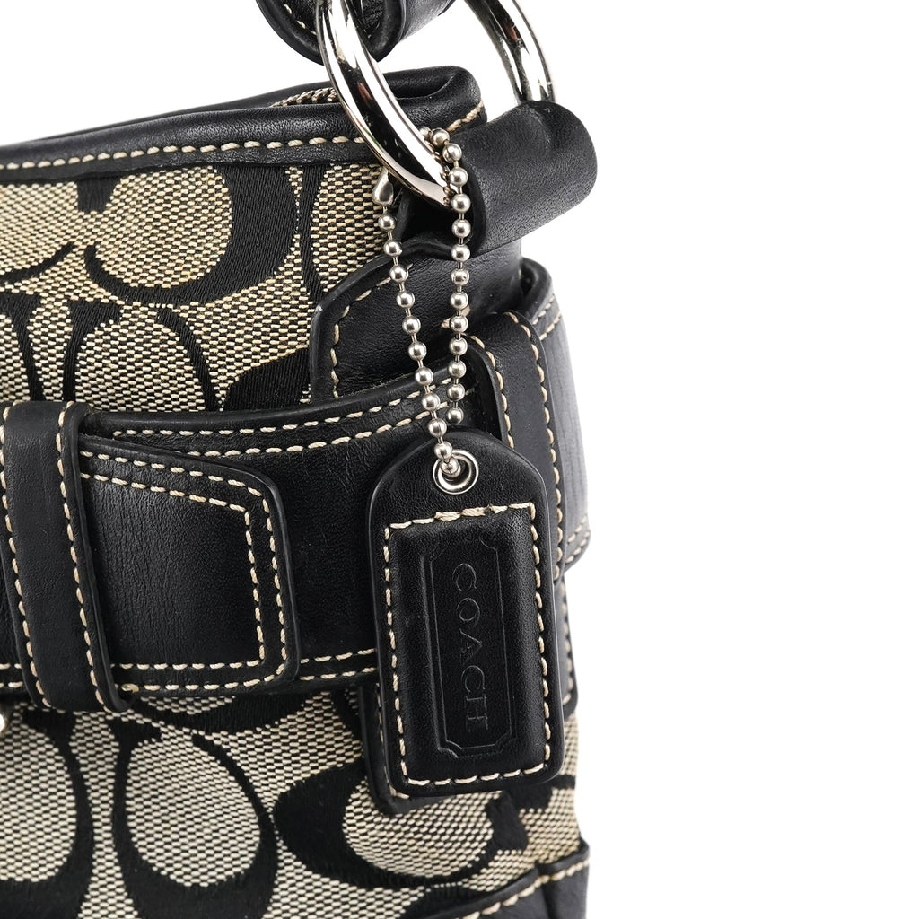 7077 Grey Black Signature 2-Way Shoulder Bag