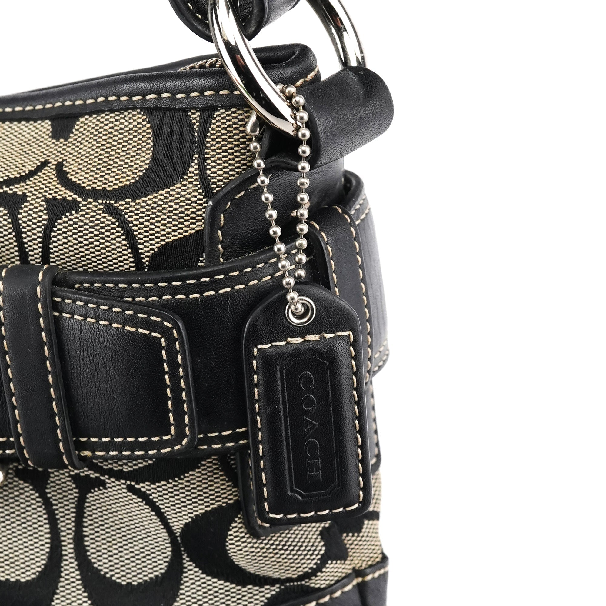 7077 Grey Black Signature 2-Way Shoulder Bag