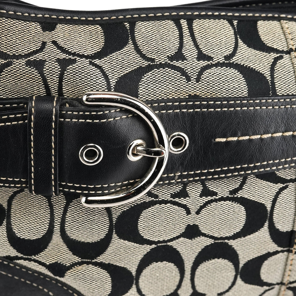 7077 Grey Black Signature 2-Way Shoulder Bag