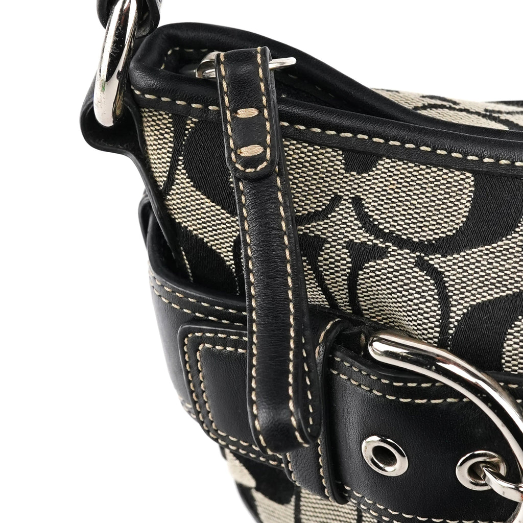7077 Grey Black Signature 2-Way Shoulder Bag